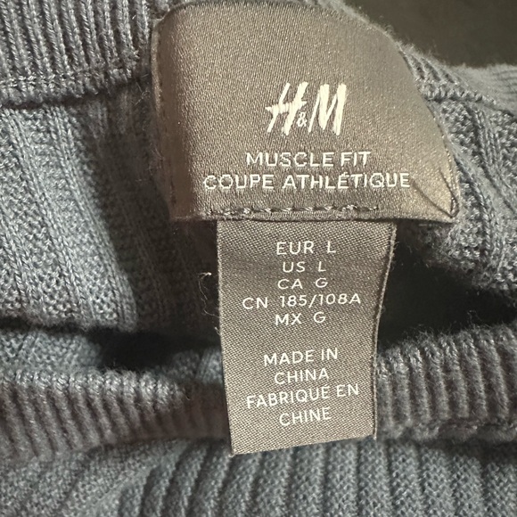 Men’s H&M Muscle Fit Coupe Athlétique Gray Sweater, Size: Large - Picture 2 of 4